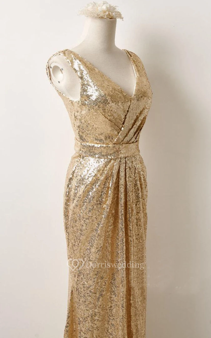 Gold Sparkle Formal Women Sequins Mother Dress for Wedding view 3