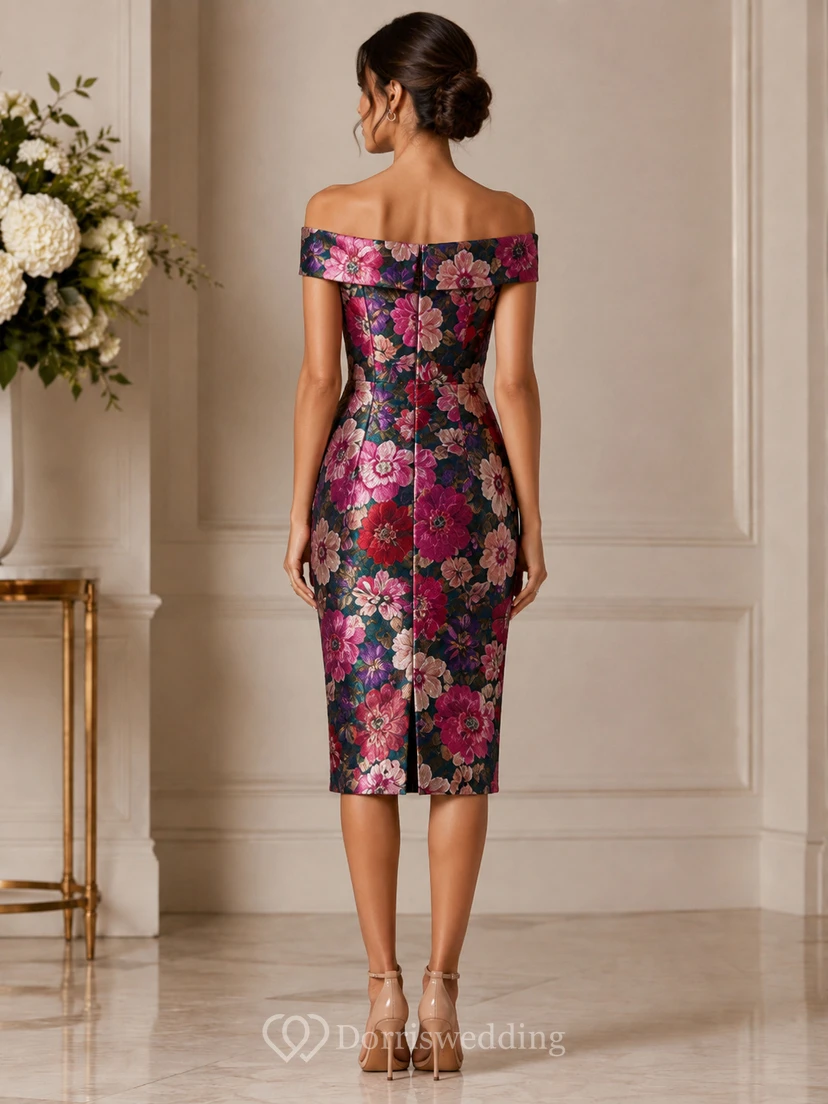 Floral Off-the-Shoulder Pencil Cocktail Dress view 2