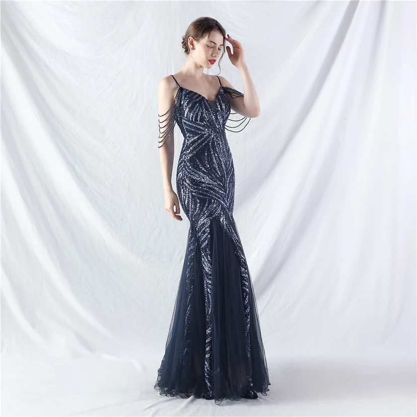 Layered Beads Spliced ​​Mesh High-End Evening Dress view 67