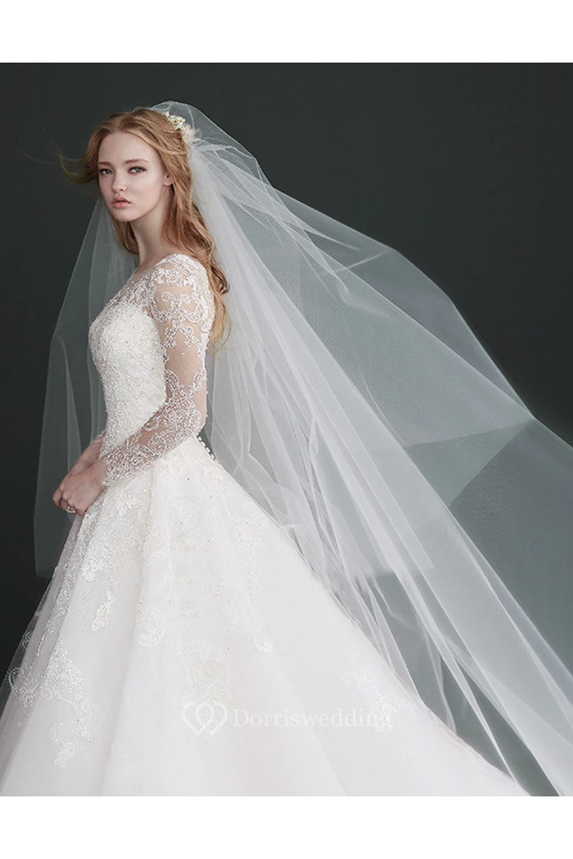 Simple Double Layer Ivory Bridal Veil