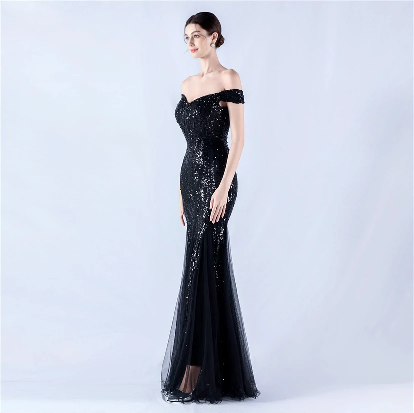 Craft Beading Mesh Sequins Evening Dress Annual Meeting Performance Host view 57