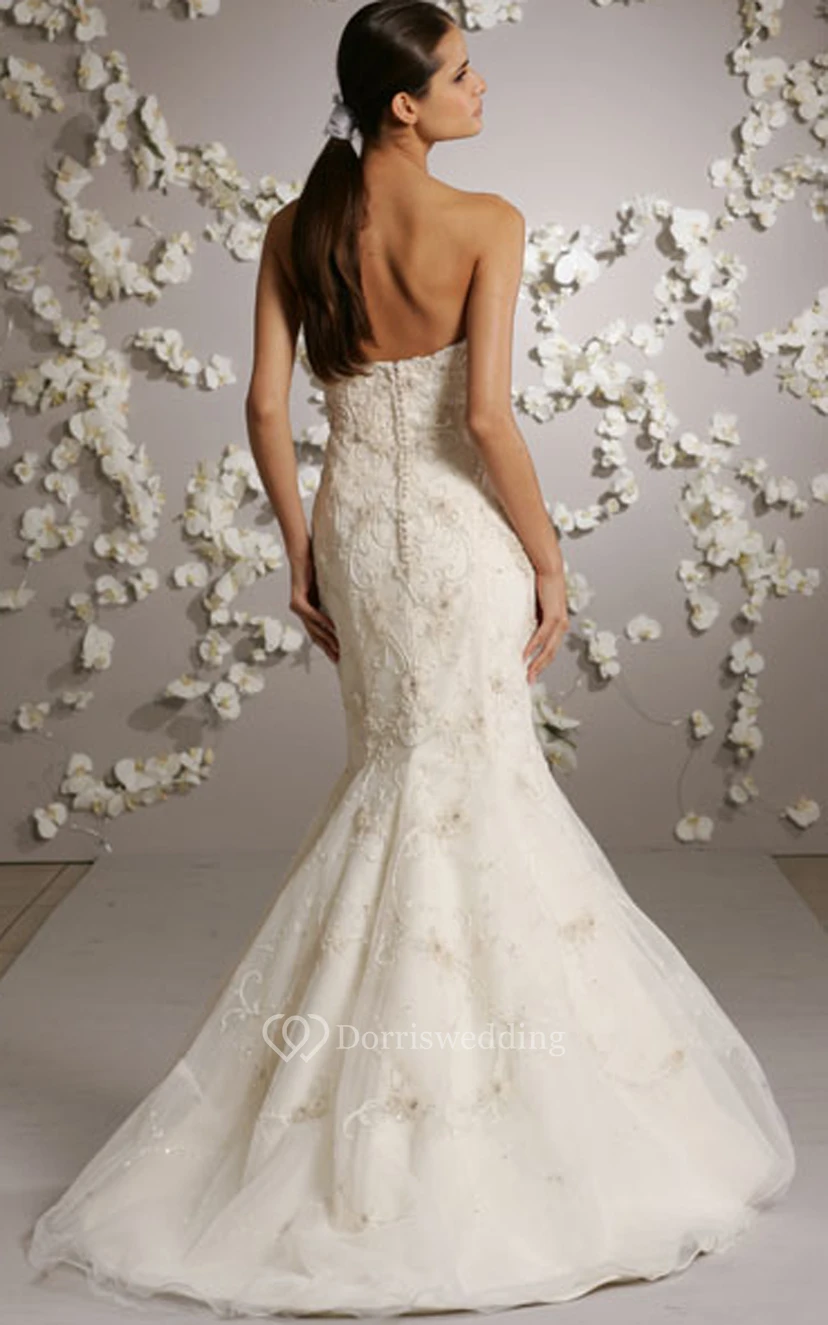 Alluring Beaded Embroidered Tulle Dress With Sweetheart Neckline view 3