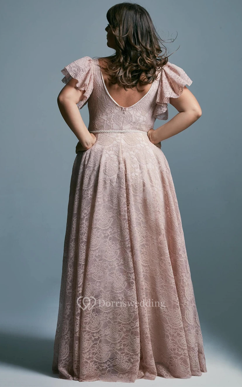 Plus Size Romantic A Line Dress with Ruching view 2