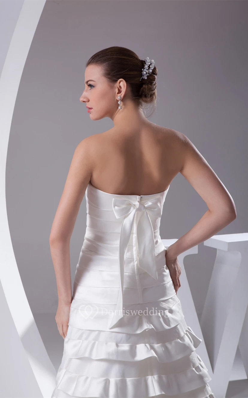 Simple A-Line Floor Length Gown With Bandage and Back Bow view 7