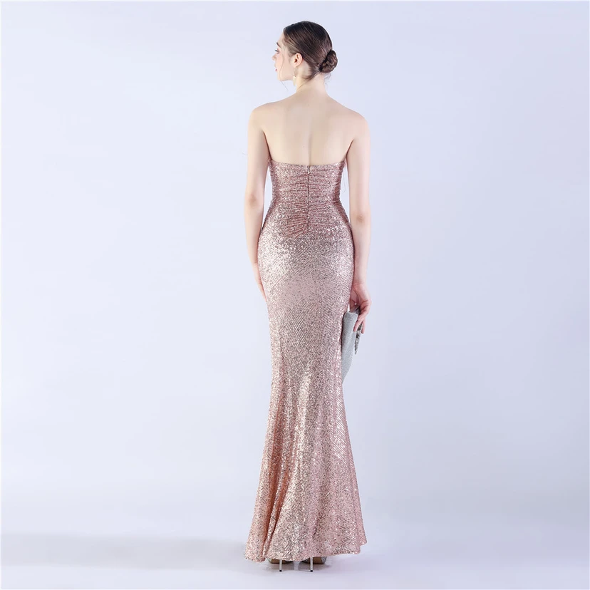 Ostrich Feather Plus Folding And Wrinkling Technology Host Dinner High-End Evening Dress view 15