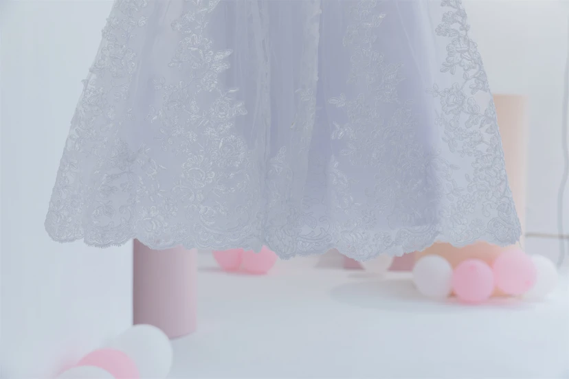 Scoop-neck Lavender Applique Tulle Flowergirl Dress with Bow view 5