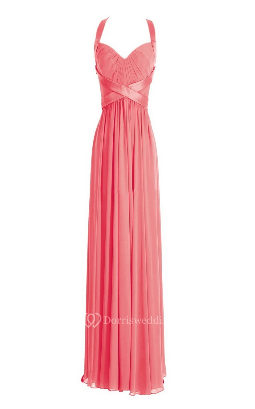 Sleeveless Empire Long Chiffon Crisscross Dress view 20