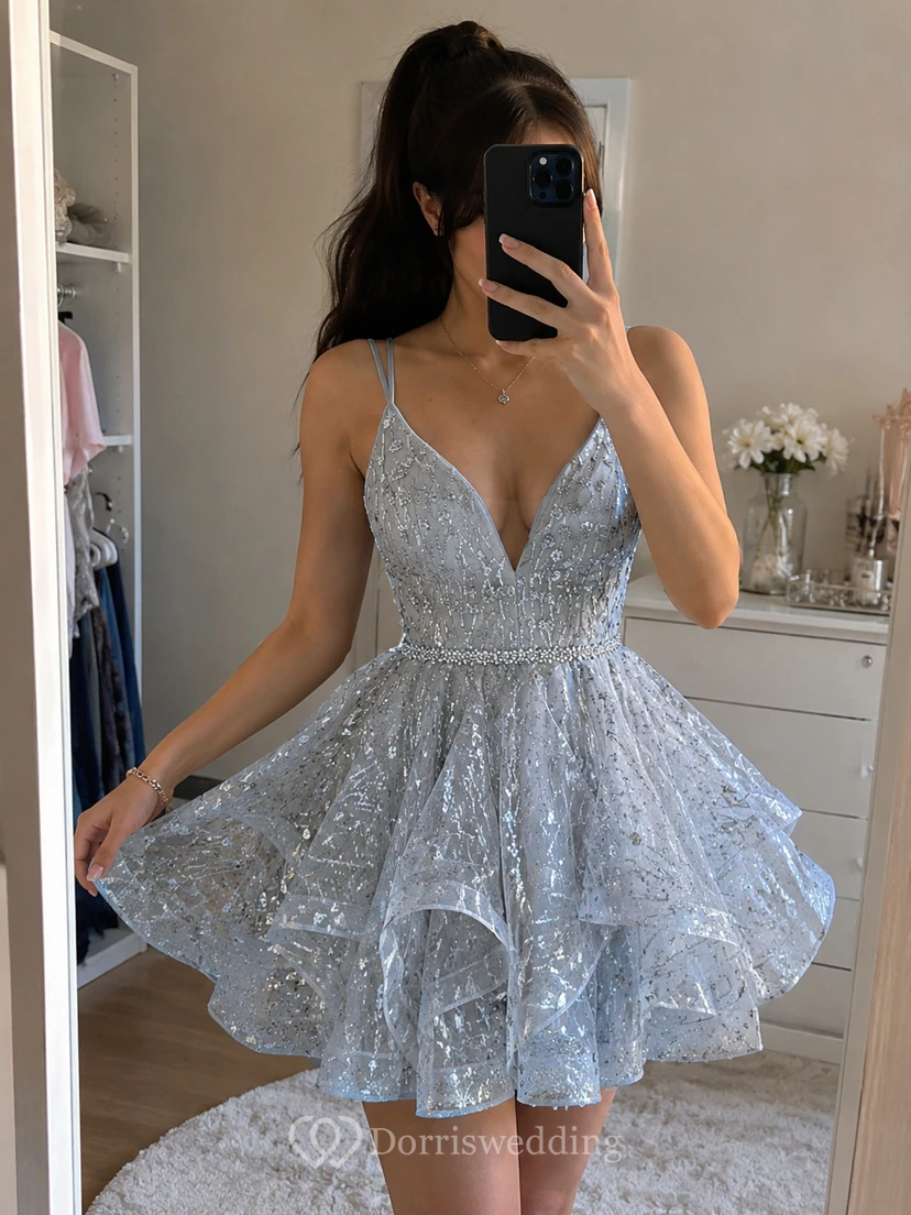 Pink Gold Sequin Strapless Mini Dress view 10
