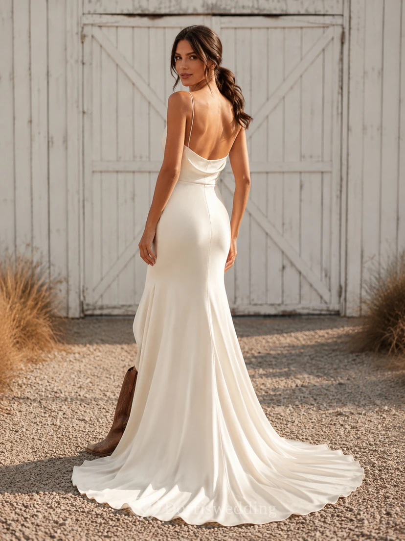 Robe de mariée de maternité en dentelle, col carré, manches courtes, jupe longue, style plage. view 2