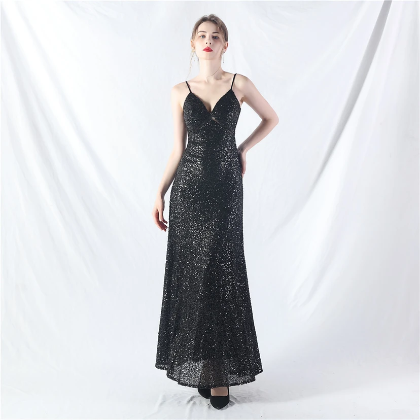 Robe longue trapèze évasée à paillettes, modèle phare du quotidien view 28