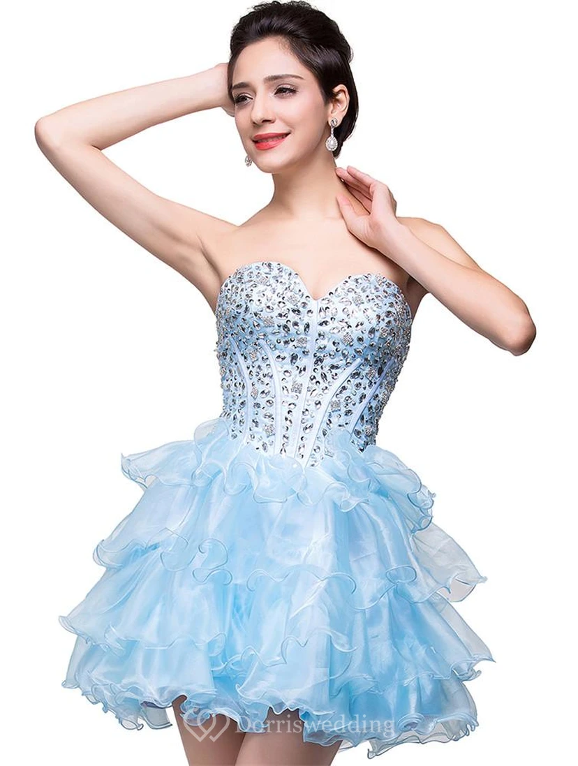 Glamouröses, herzförmiges Kristall-Abendkleid aus Organza