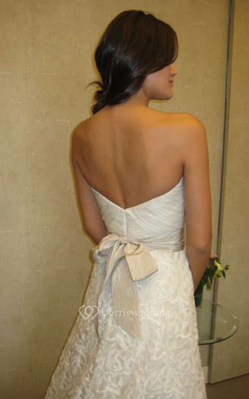 Alluring Crisscross Ruched Bodice Organza Gown With Floral Embellished Waist view 4