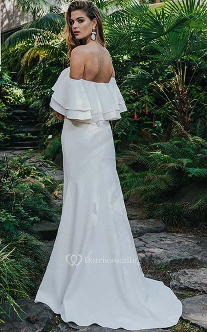 Robe de mariée chic deux pièces à épaules dénudées et fente sur le devant view 2