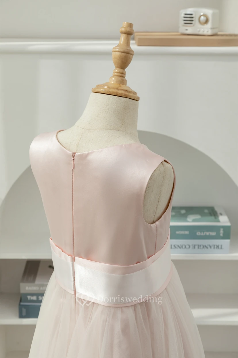 Petal Scoop Sleeveless A-line Tulle Flowergirl Dress view 9