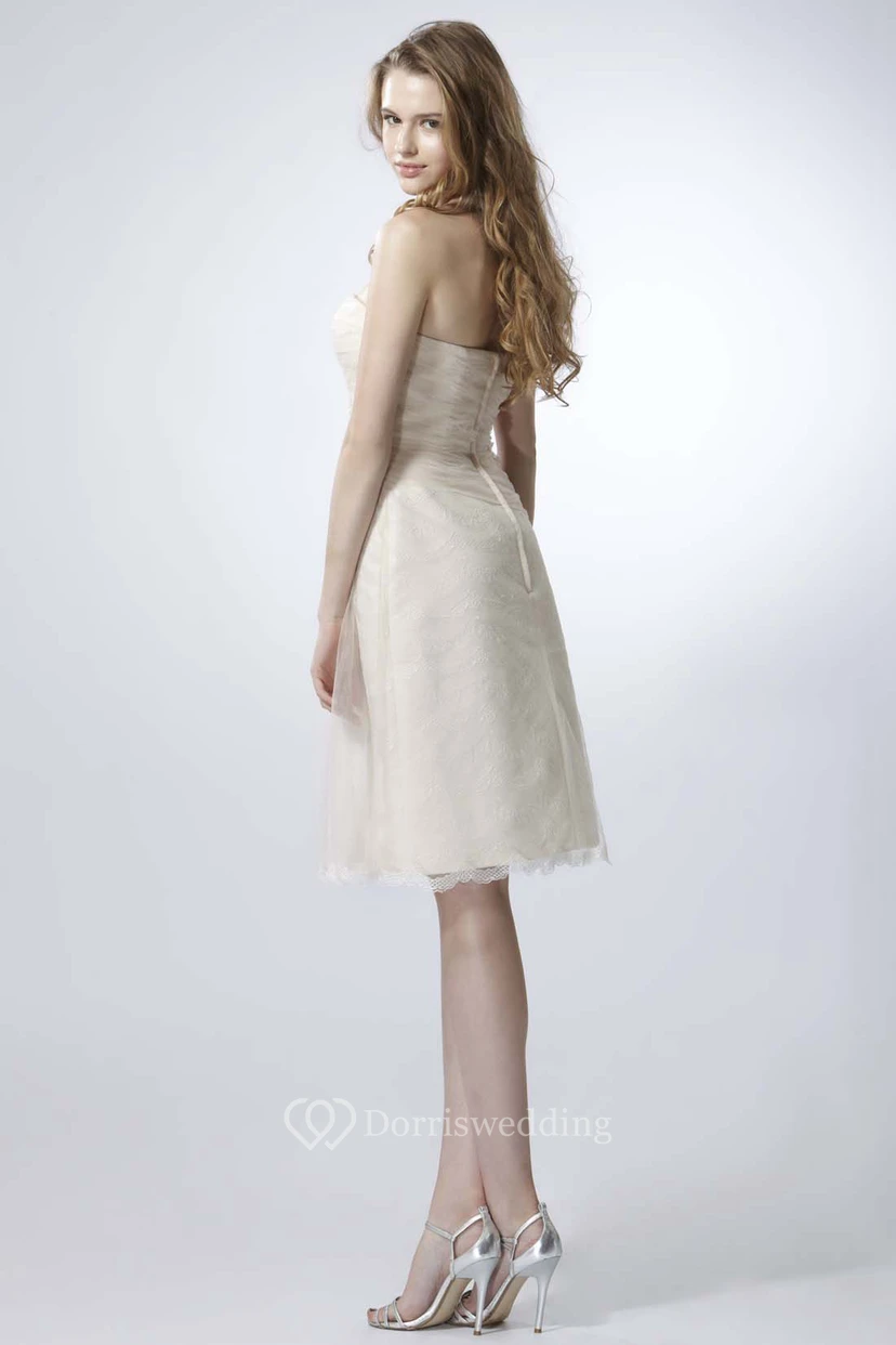 Knee-Length Criss-Cross Sweetheart Sleeveless Tulle Prom Dress view 2