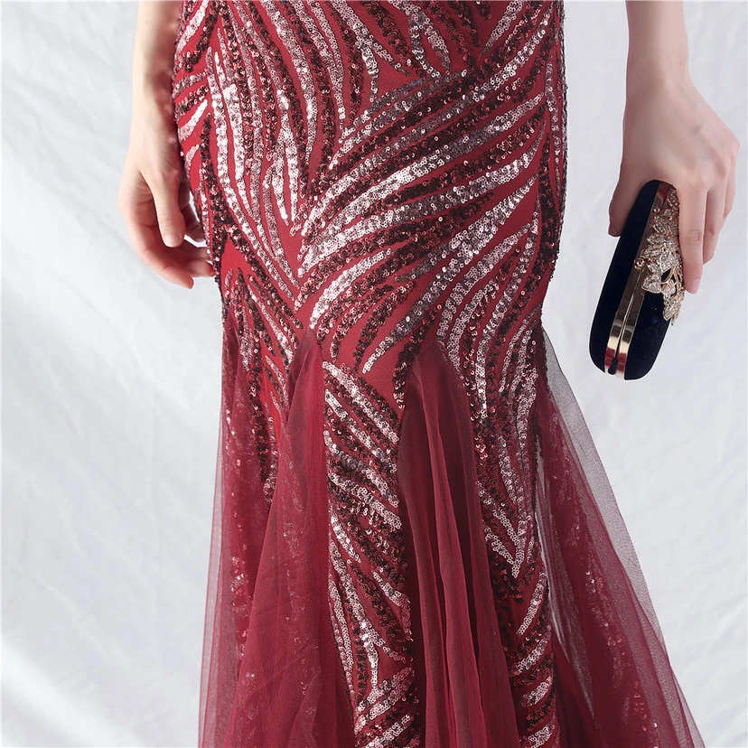 Crafted Ostrich Feather Stacked Sequins Splicing Mesh Gauze High-End Evening Dress Clothes view 10