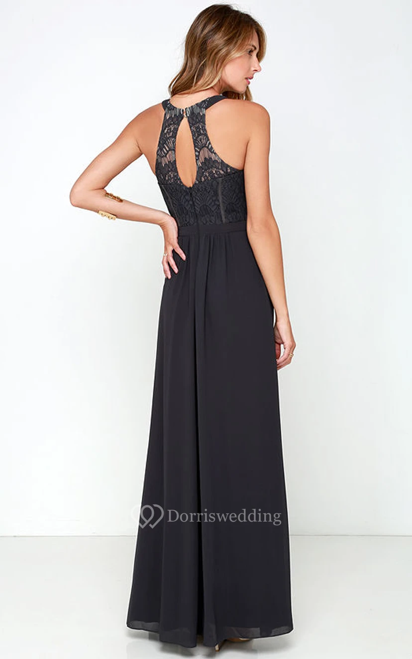 Sleeveless Chiffon Long Noble Dress With Lace Bodice view 12