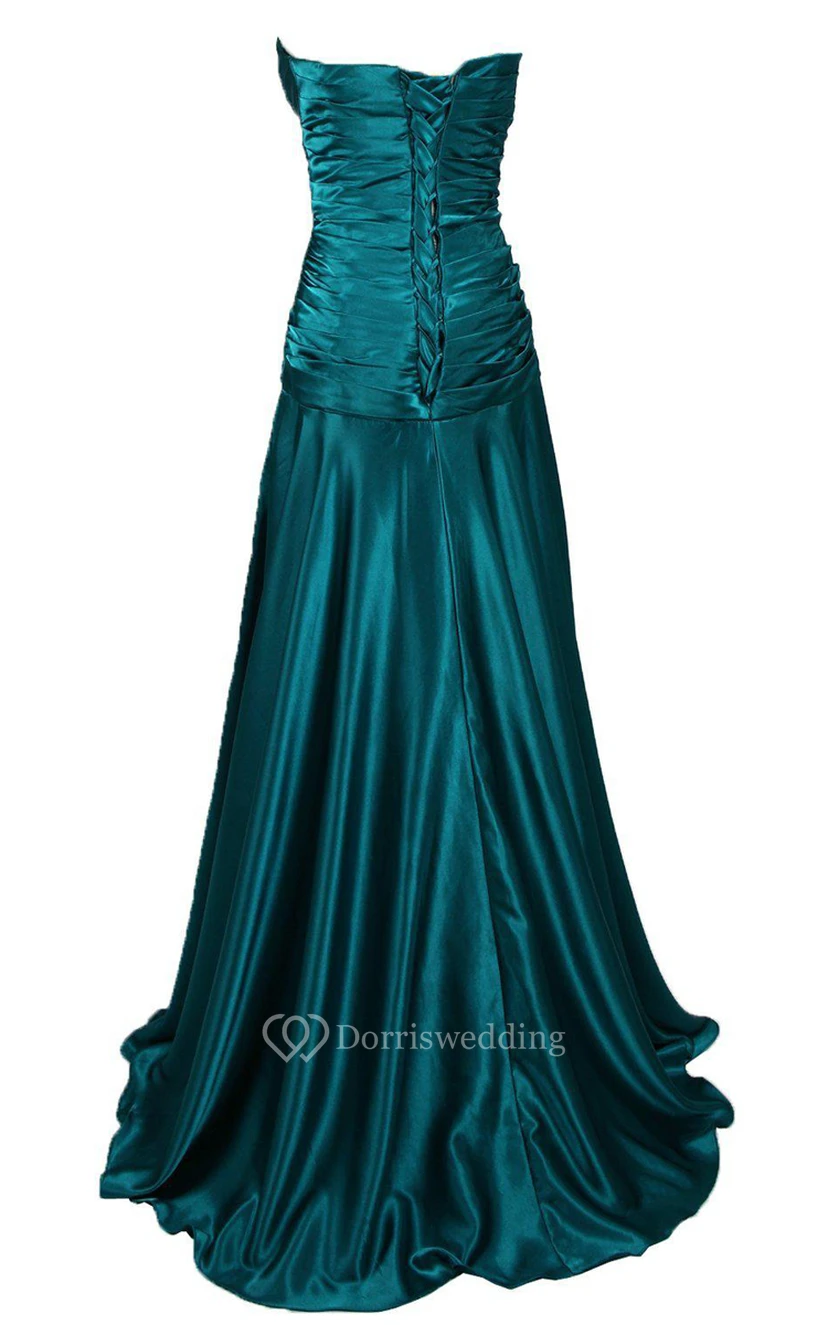 Strapless A-line Gown With Ruching and V-cut Detail view 2