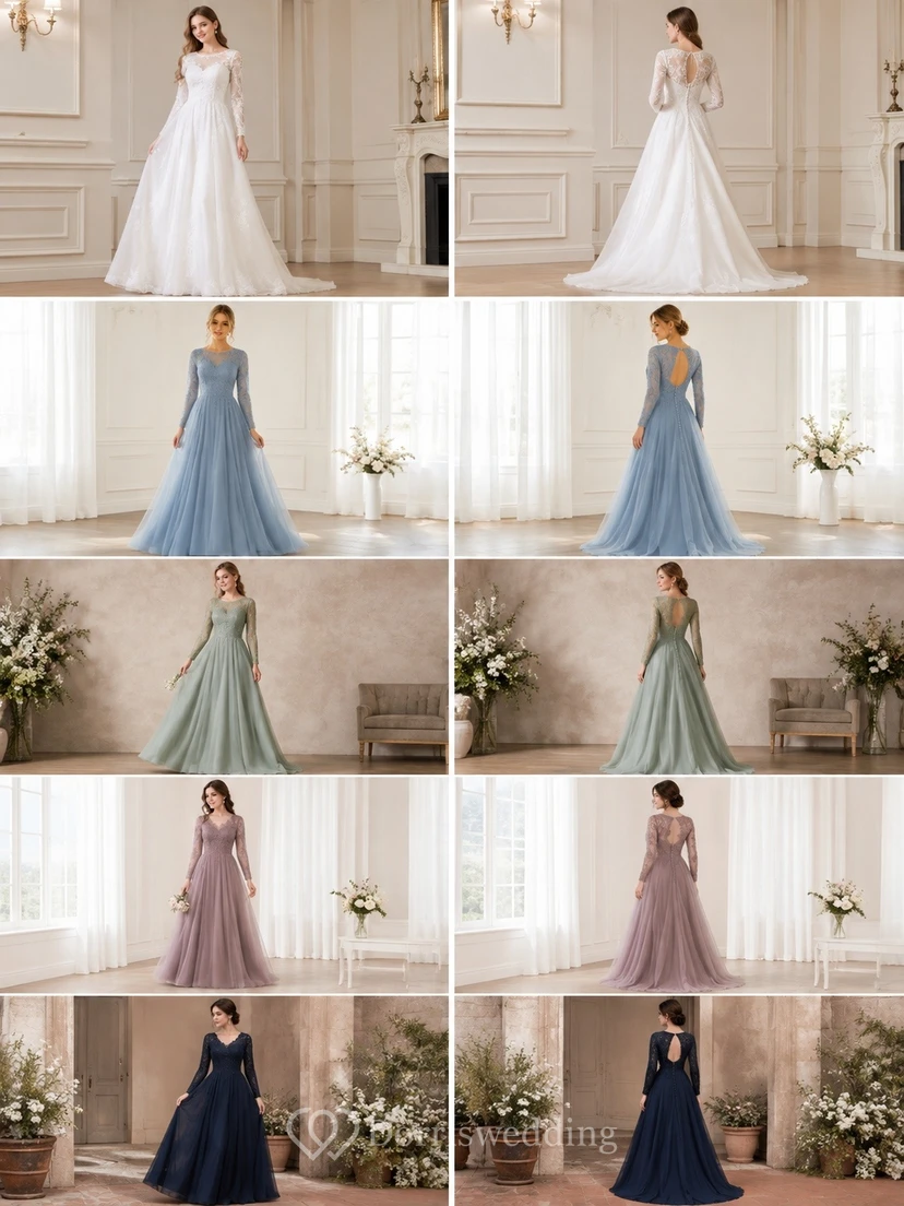 Long Sleeve A-Line Formal Gown Dress Occasion Variation Five view 2