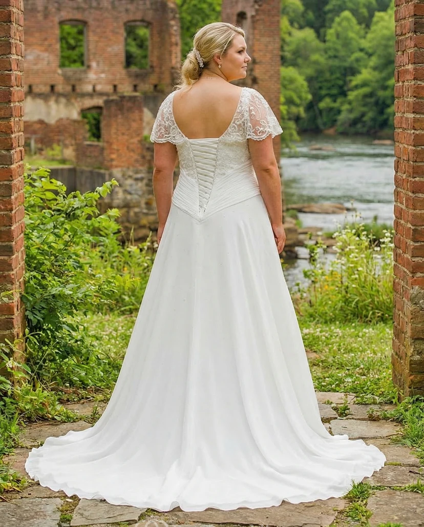 Iris Style Detailed Lace Wedding Gown view 2