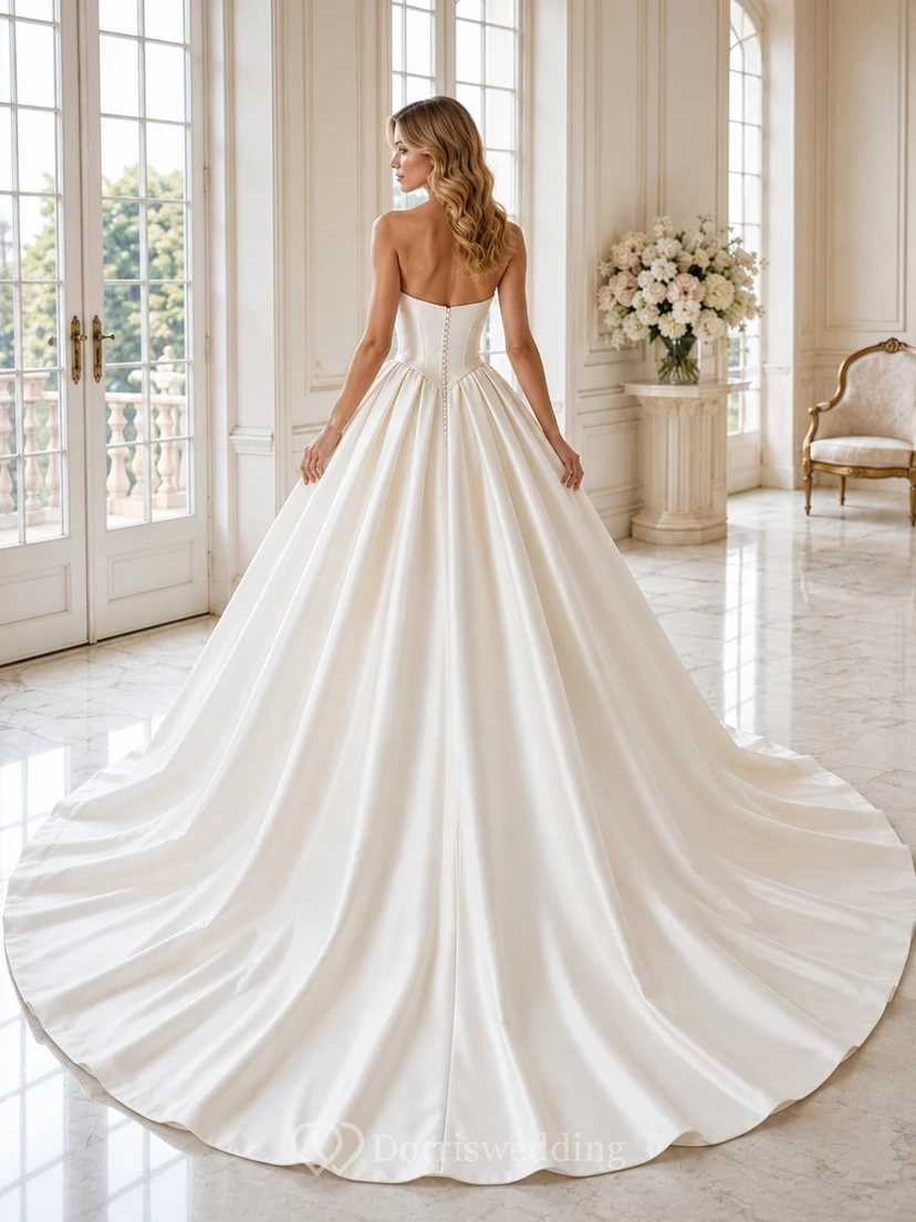 Schlichtes, bodenlanges, ärmelloses Brautkleid für festliche Anlässe mit Herzausschnitt view 2