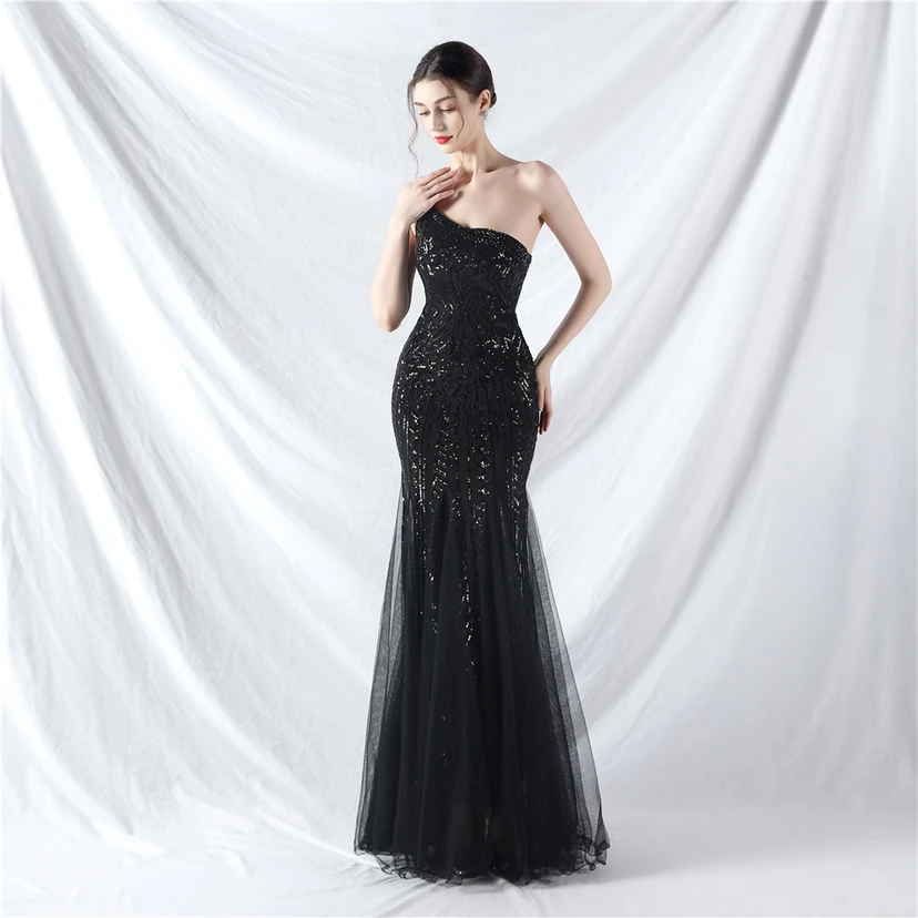 Crafted Beaded Positioning Flower Beads Splicing Mesh Gauze High-End Evening Dress view 70