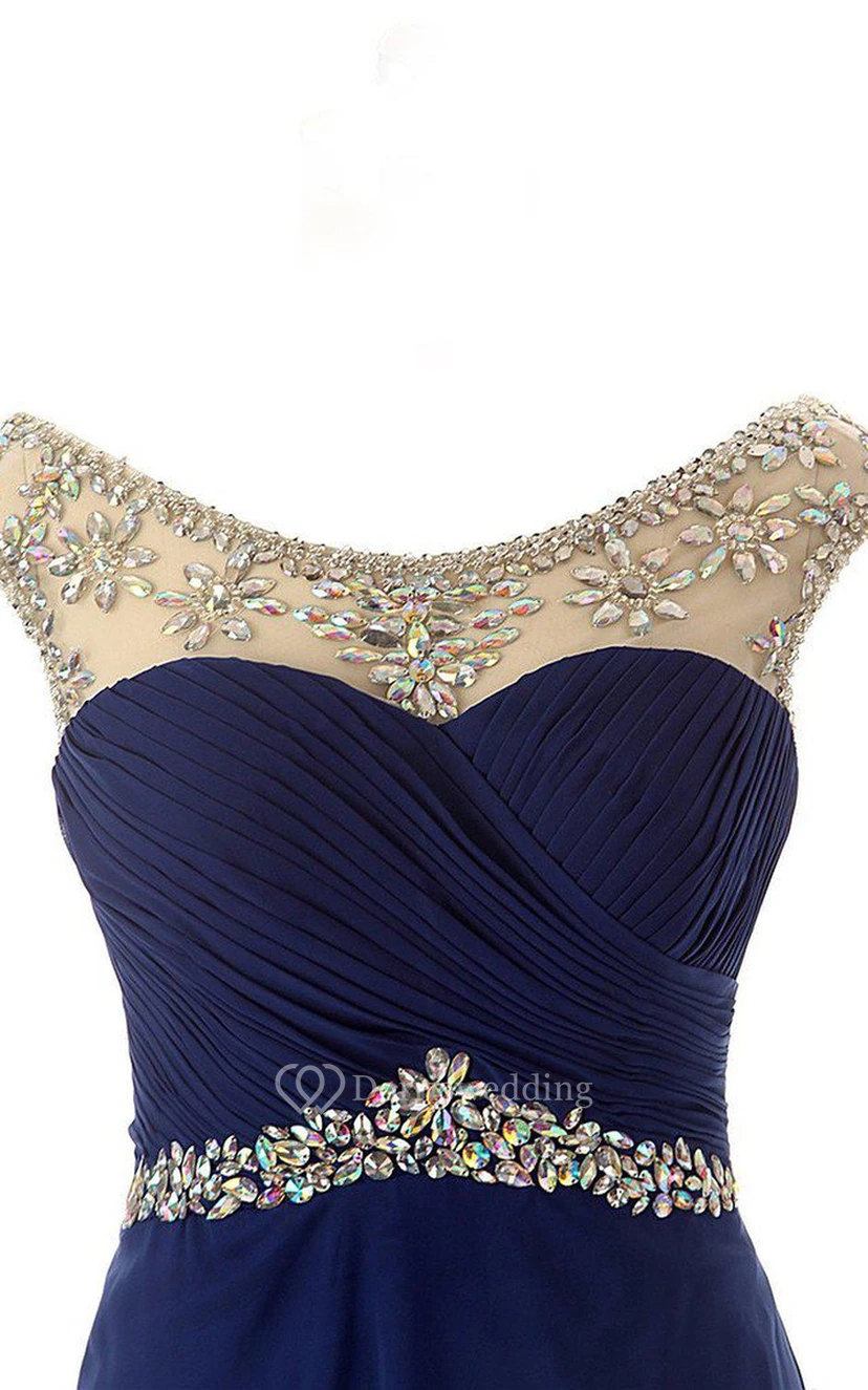 Robe en mousseline à manches courtes avec effet illusion perlée view 4