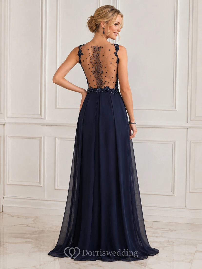 Elegant Beadings Lace Appliques Evening Dress A-line Floor-length view 2
