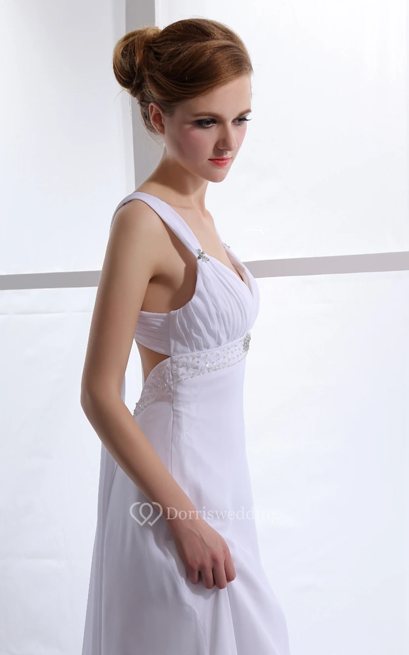 Deep V-Neck Chiffon Empire Dress With Ruching view 5
