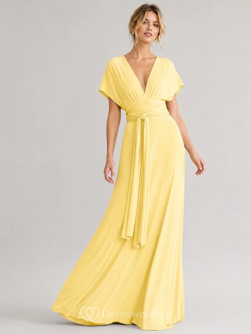 Robe de demoiselle d'honneur élégante d'inspiration grecque avec ceinture à nouer view 12