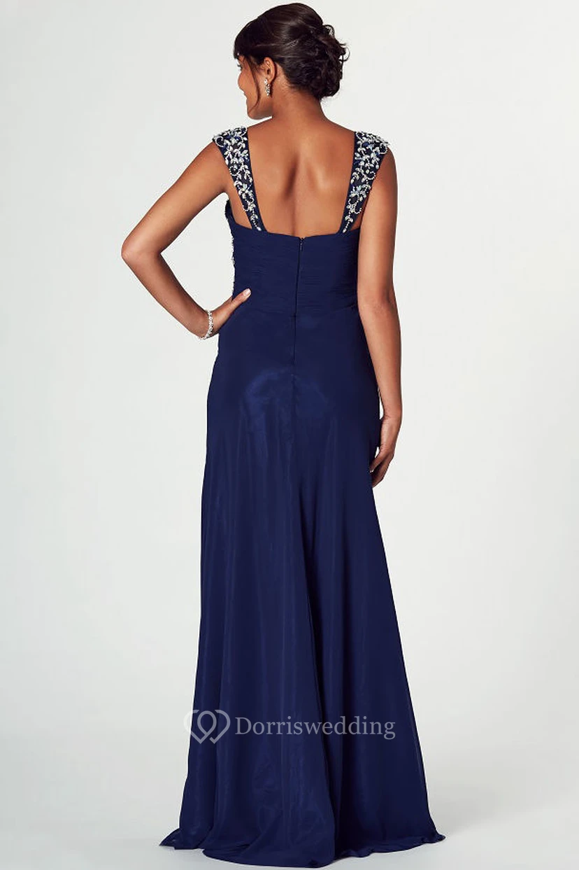Draped Sleeveless Strapped Chiffon Prom Dress view 2