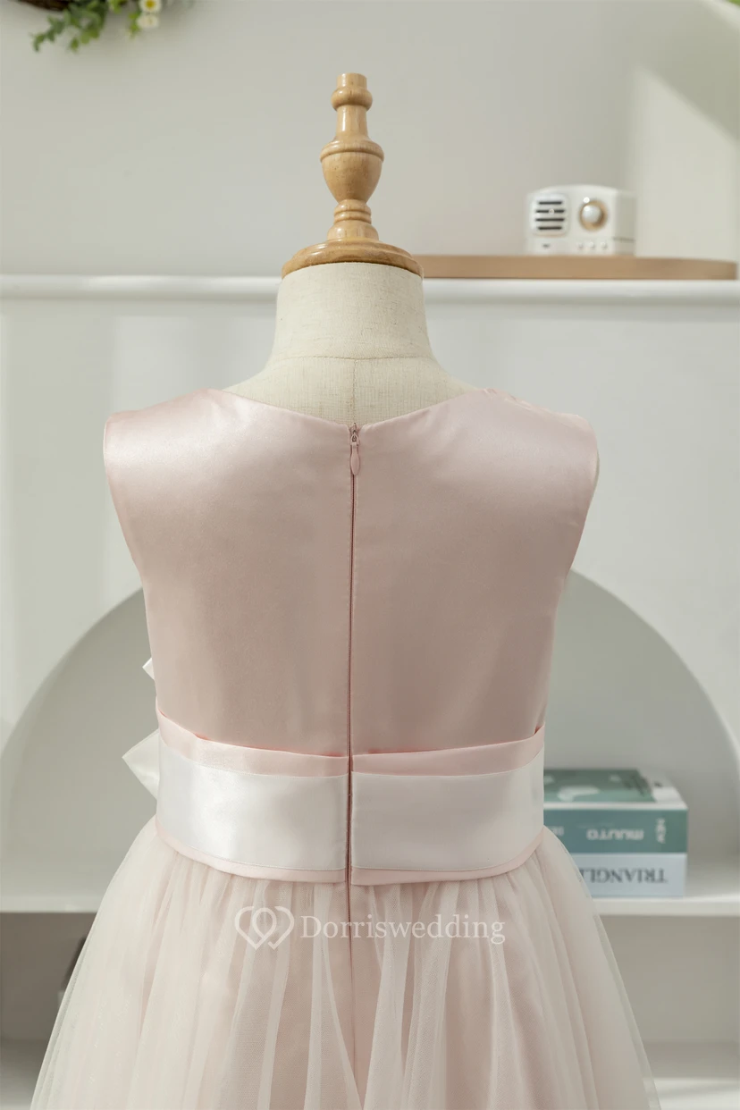 Petal Scoop Sleeveless A-line Tulle Flowergirl Dress view 7