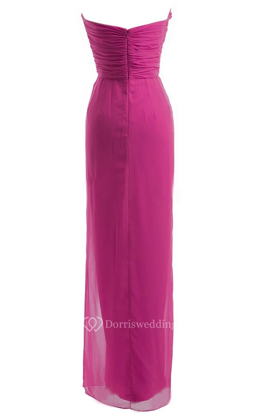 Strapless Long Dress With Draping and Basque Waist view 2