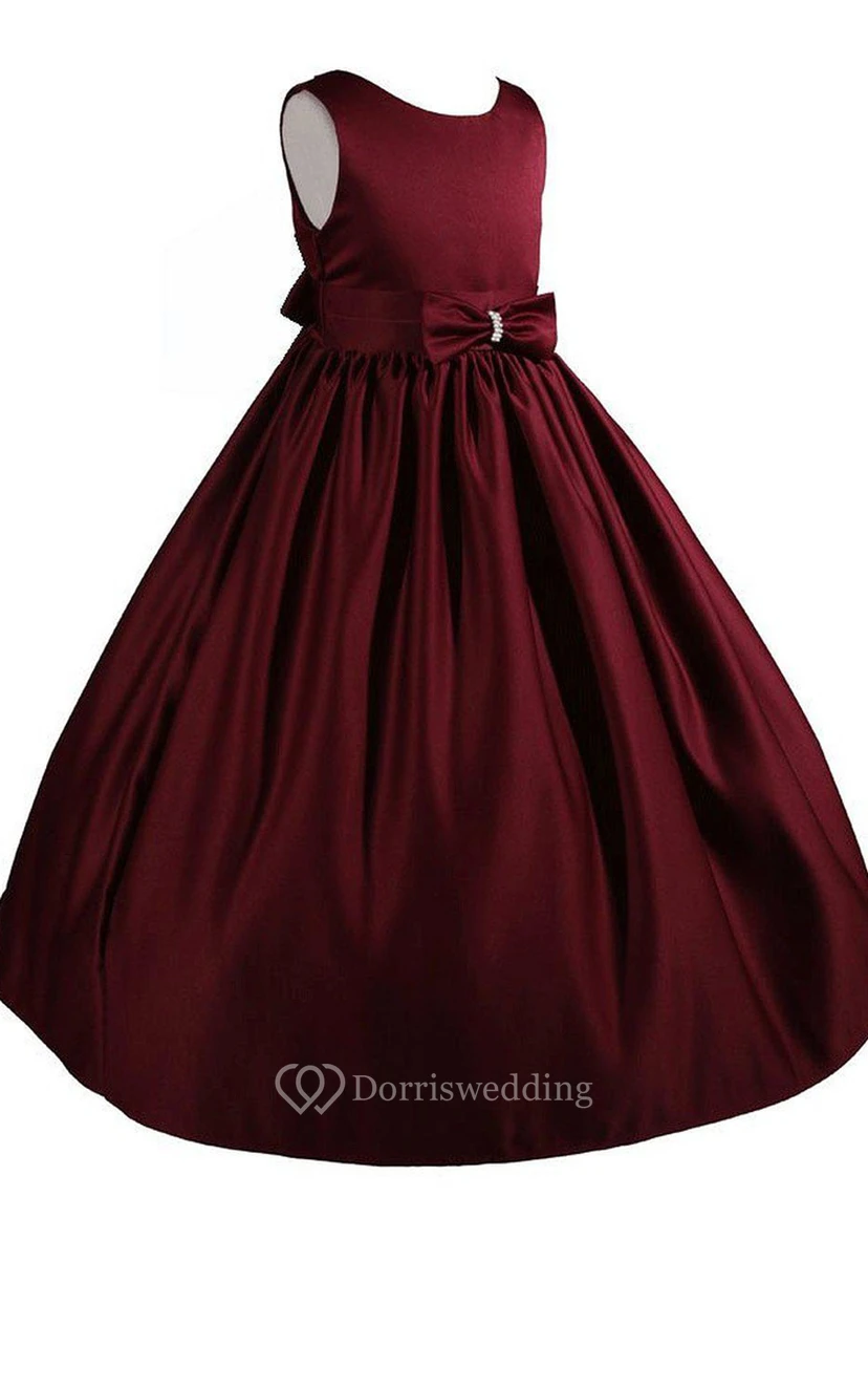Sleeveless A-line Pleated Dress With Bow view 3