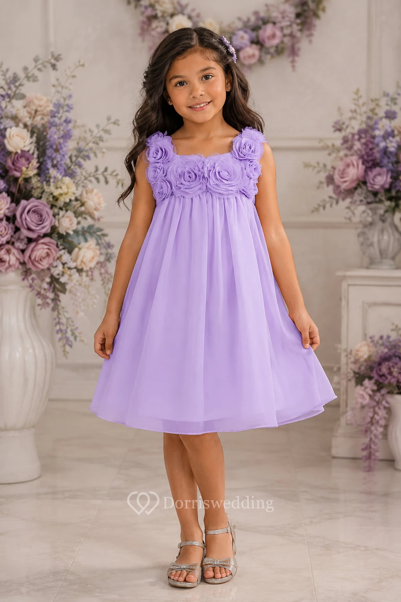 Knee-Length Sleeveless Chiffon Flower Girl Dress view 7