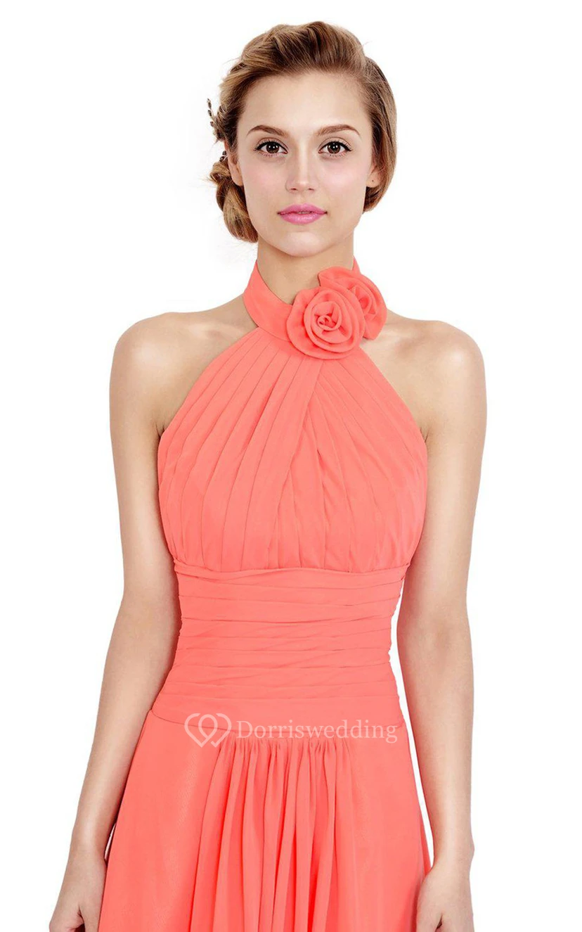 Neckholder-Chiffonkleid in Knielänge mit Blumenmuster view 4