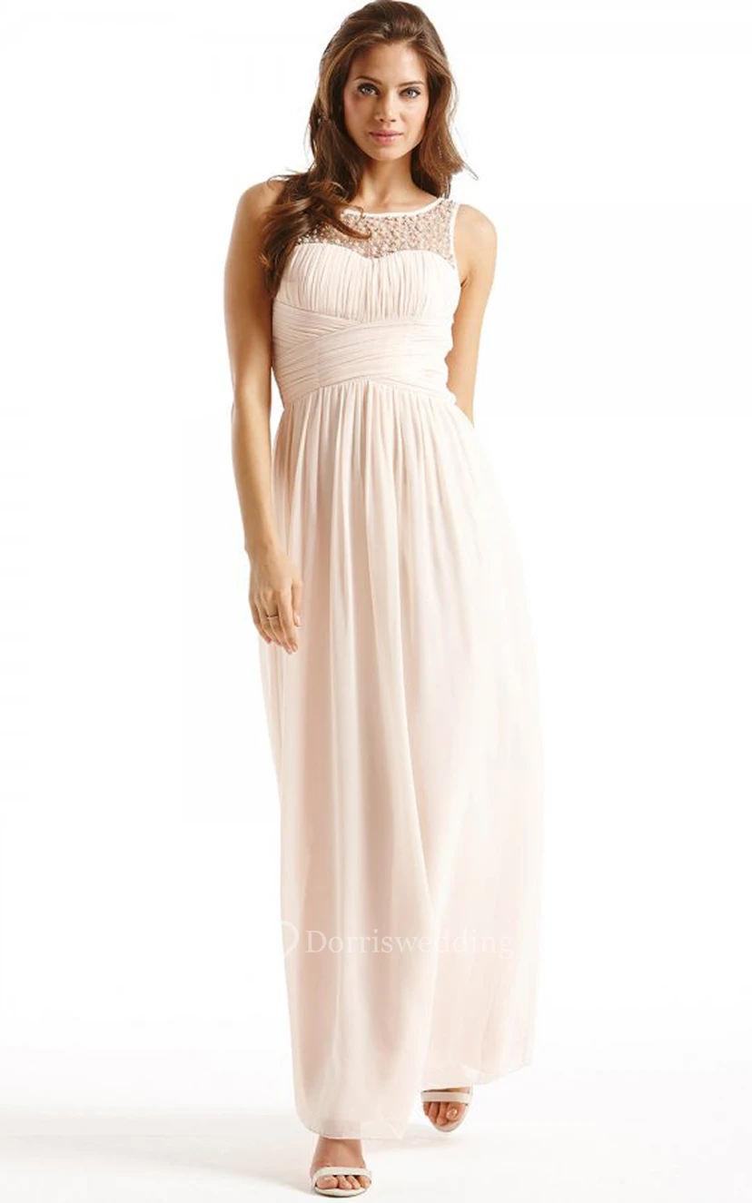 Scoop Neckline Modest A-Line Gown With Squared Back view 21