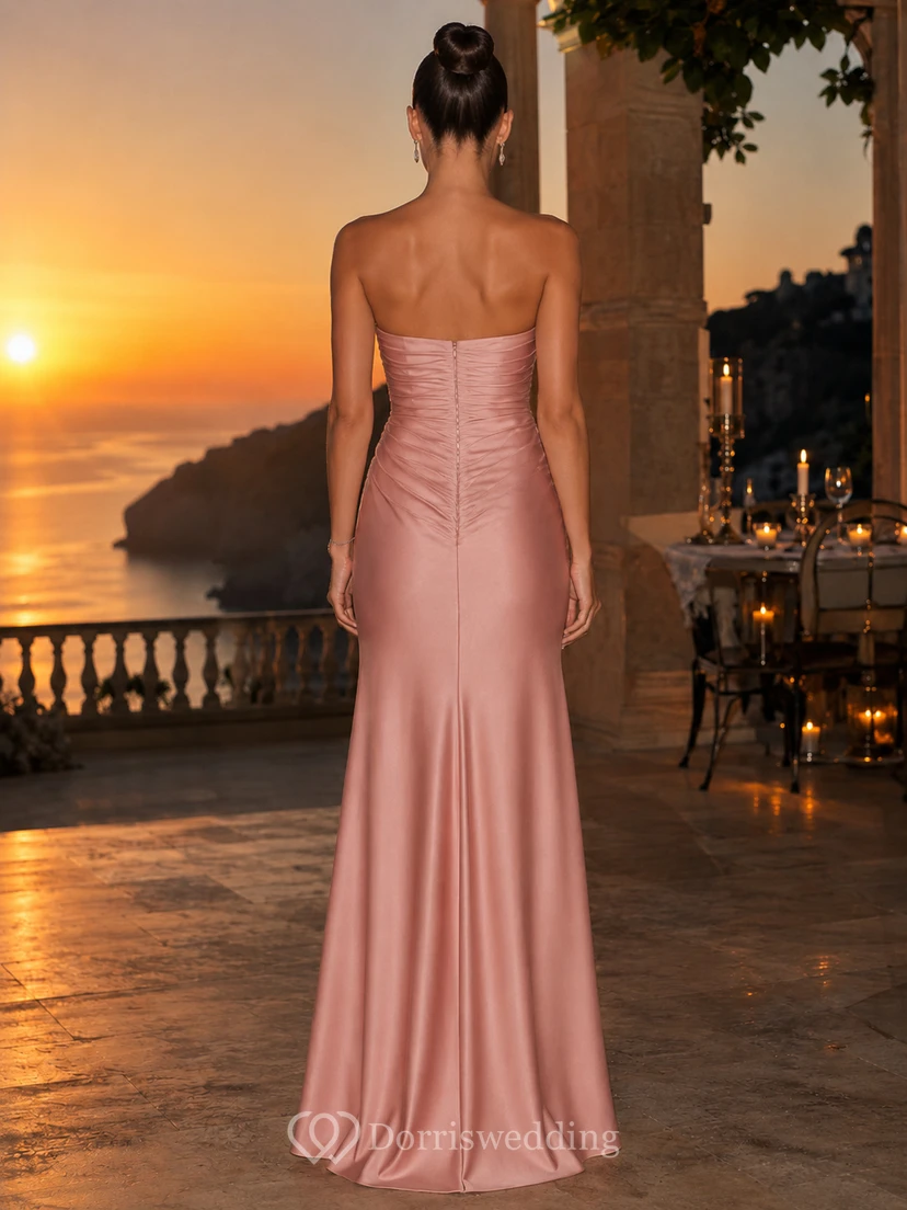 Summer Blush Strapless Satin Mermaid Evening Gown view 2