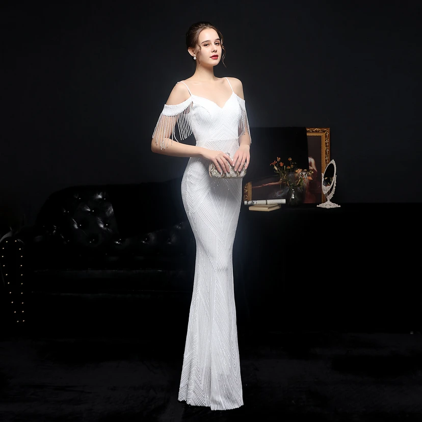 Sequined Fishtail Long Dress Performance Internet Celebrity Event Banquet Car Model Etiquette Evening Dress view 3