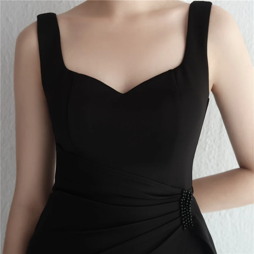 Satin-Kleid mit Perlenbesatz, langem Schlitz, schmal geschnitten, Meerjungfrauenschnitt, für Promi-Dinner, Hochzeiten, Autoausstellungen, Modellbau view 20