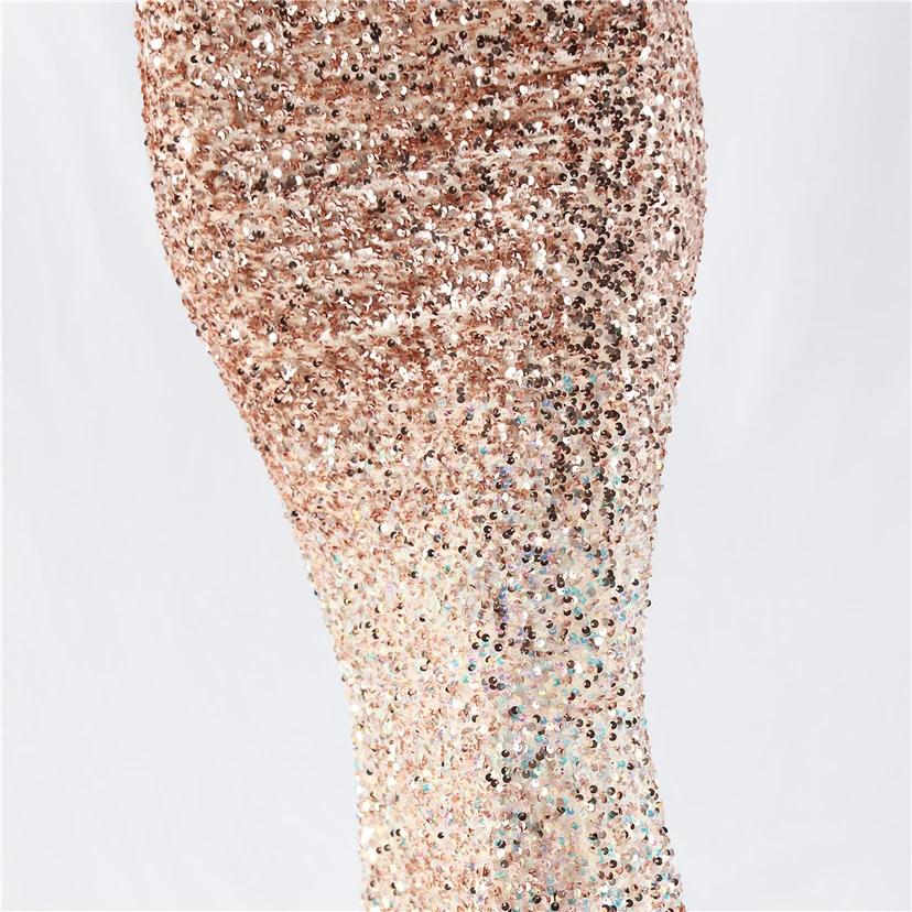 Velvet-Bottom Gradient Sequined Sexy Beaded Suspender Evening Dress view 49