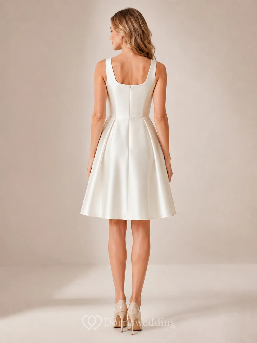 Vestido de cóctel acampanado con escote cuadrado y perlas view 2