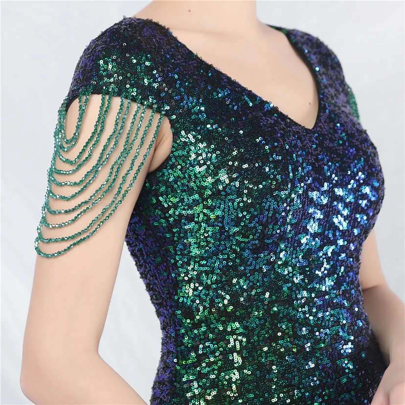 A-Line Big Swing Dress Craft Sequined Long A-Line Evening Dress view 37