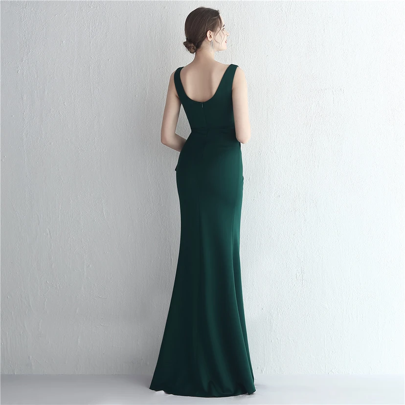 Satin-Kleid mit Perlenbesatz, langem Schlitz, schmal geschnitten, Meerjungfrauenschnitt, für Promi-Dinner, Hochzeiten, Autoausstellungen, Modellbau view 33
