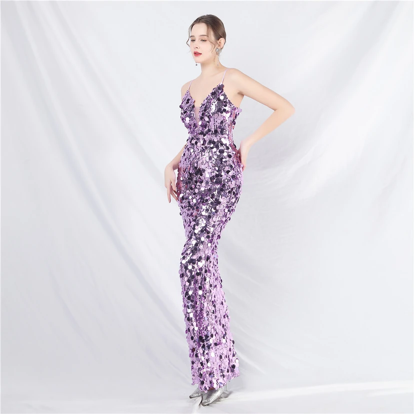 Robe de soirée longue à bretelles haut de gamme view 44