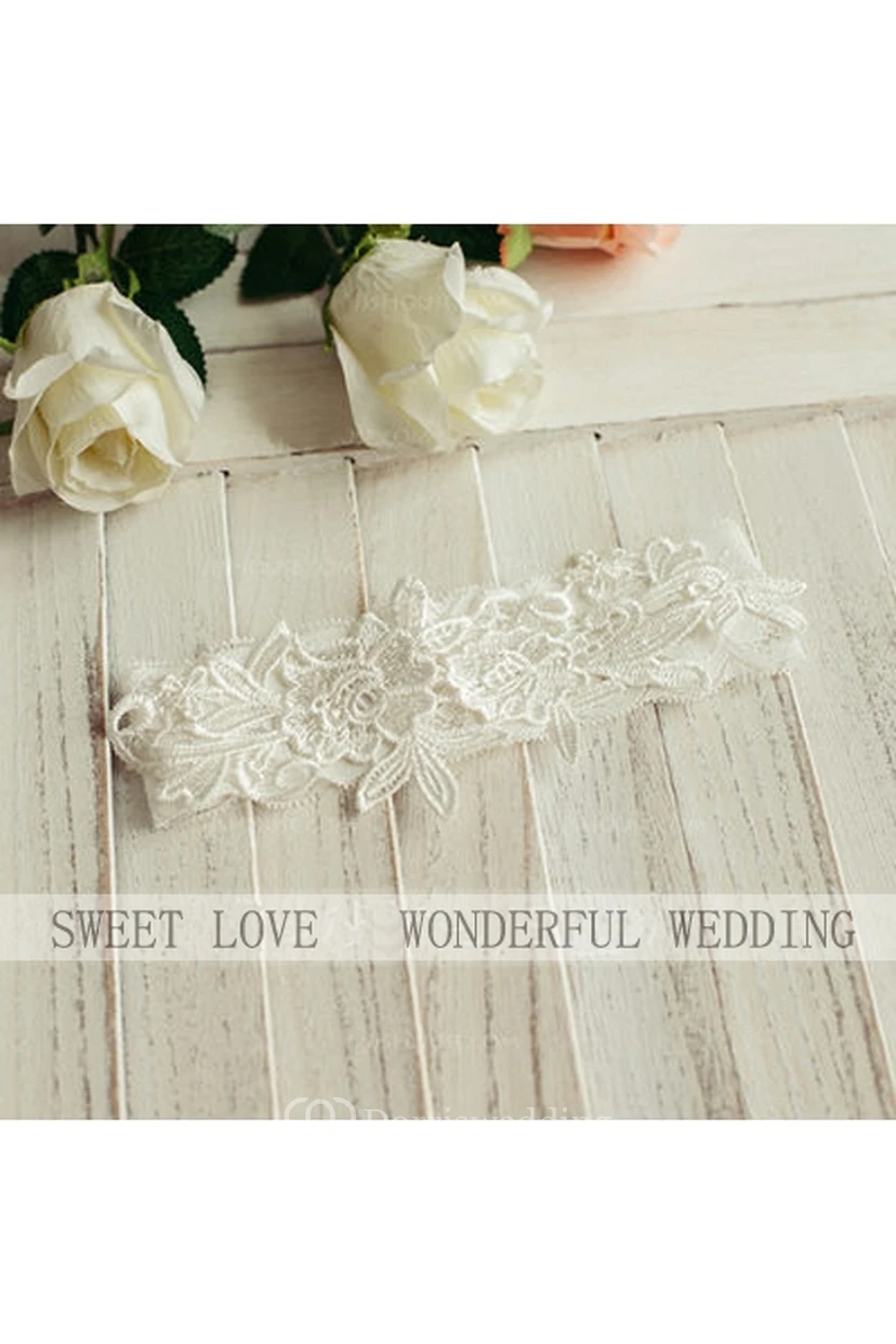 Sweet Style White Lace Princess Style Elastic Garter With Within 16-23inch