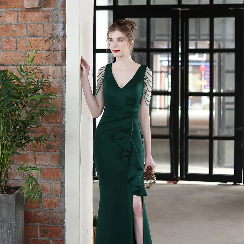 Toast Dress Bride Long Sling Thank-You Banquet Slim Fishtail Skirt Wedding Car Model Exhibition Dress view 26