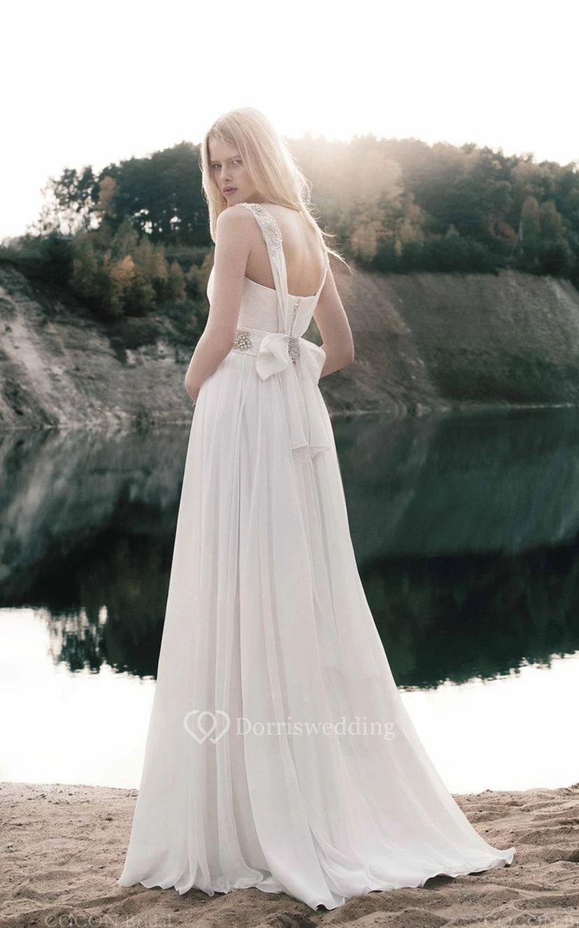 Robe en mousseline et dentelle brodée view 4