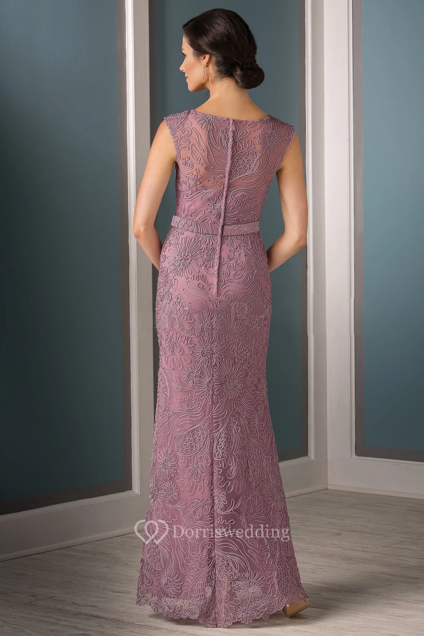 Cap-Sleeved V-Neck Long Mother Of The Bride Dress With Appliques view 2