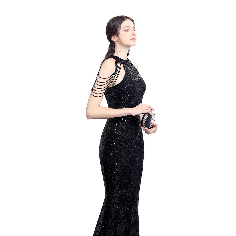 Robe de soirée élégante à col halter et sequins diamants Aura Queen, style banquet temperament view 17